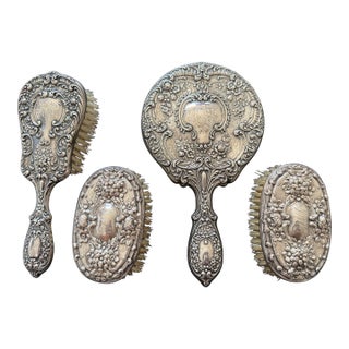 Vintage Gorham Silver Vanity Set Monogrammed For Sale