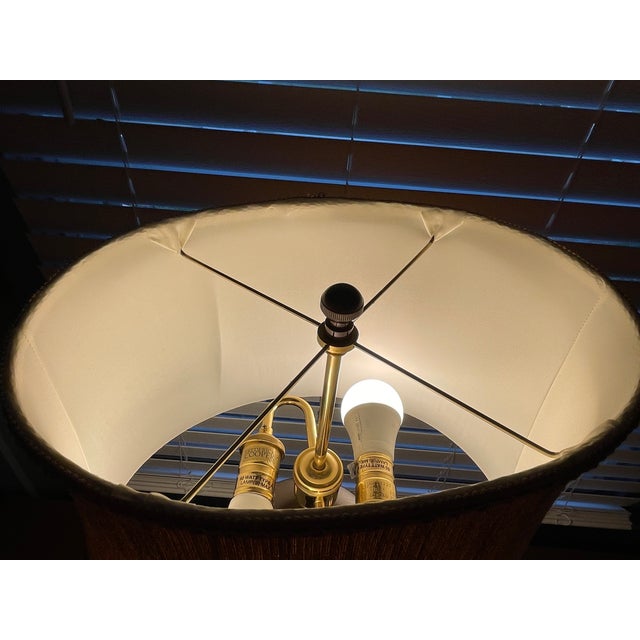 Designer Frederick Cooper Art Nouveau Style Ceramic Table Lamp With Original Woven Shade For Sale - Image 11 of 18