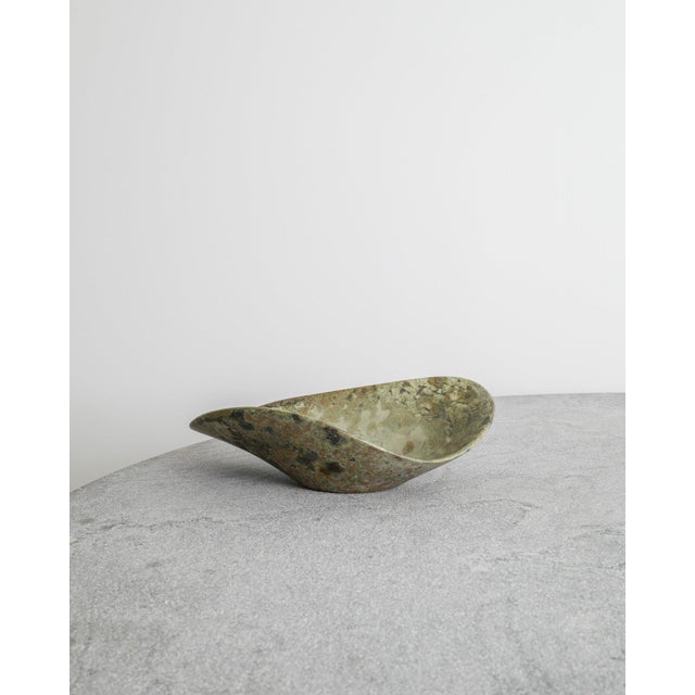 Mid-Century Modern Swedish Green Stoneware Free Form Bowl from Hans Hedberg, France, 1950s For Sale - Image 3 of 7