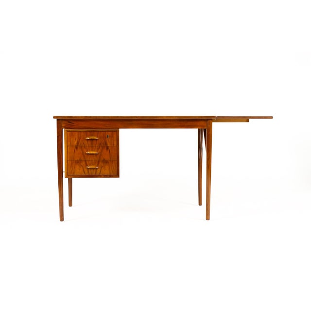 #2195 — Danish Modern / Mid Century Walnut Drop Leaf Writing Desk Attributed to Erik Buch for O.D. Møbler Great vintage...