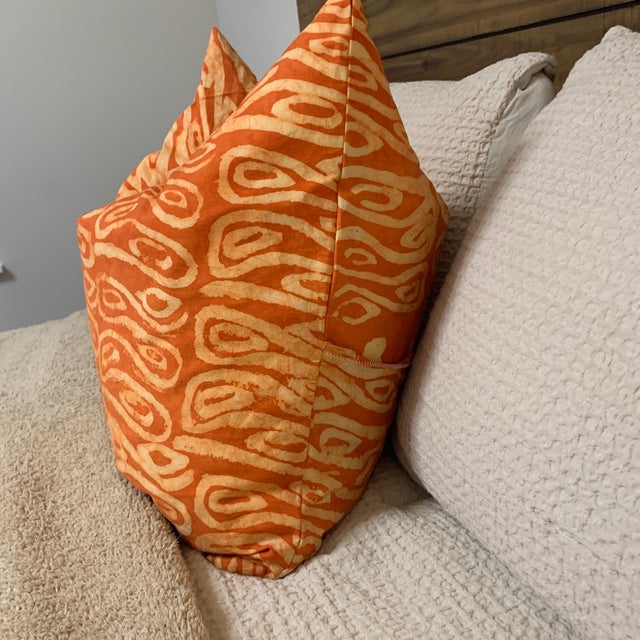 2020s Orange Handmade Adire (Tie-Dye) Decorative Throw Pillow Cover For Sale - Image 5 of 7