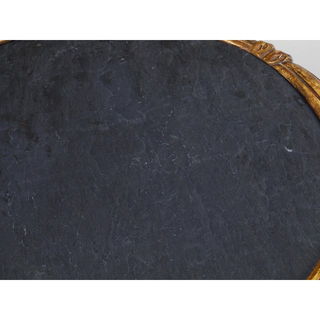 Italian Carved Giltwood Side Table with Slate Top, Shelf and Floral Motifs For Sale - Image 10 of 12