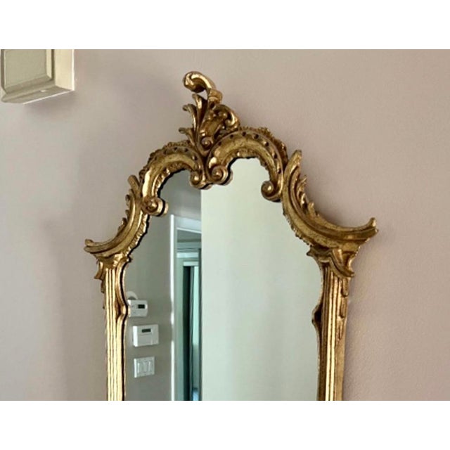 Mid 20th Century Vintage Rococo Style Carved Gilt Wood Wall Mirror For Sale - Image 5 of 5
