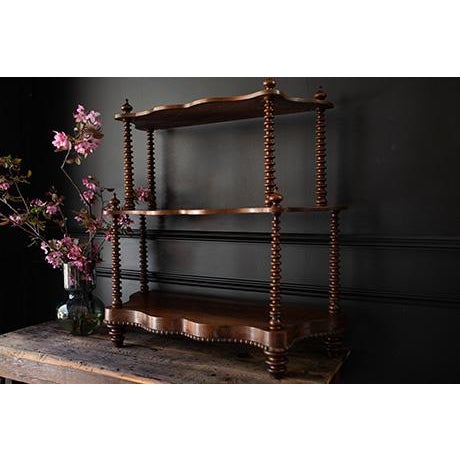 Antique Victorian Spool Turned Etagere, Tabletop Display Shelf With Serpentine Front For Sale In Minneapolis - Image 6 of 17