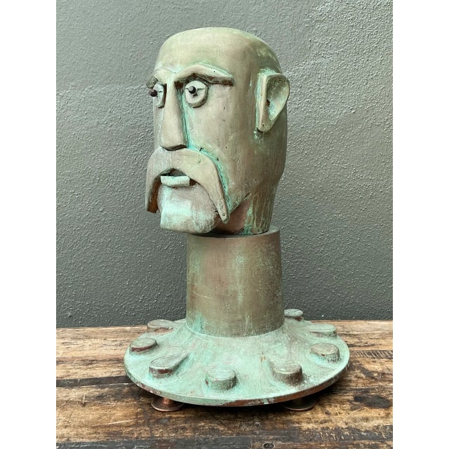 Vintage Steampunk Patinated Resin Bust of Man For Sale - Image 13 of 14