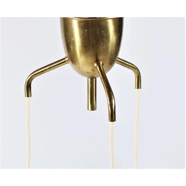 Gold Danish Brass and Opaline Glass Chandelier by Bent Karlby for Lyfa, 1950s For Sale - Image 8 of 10