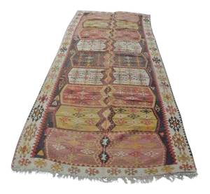 Oversize Handmade Floor Turkish Kilim Rug - 4′7″ × 10′9″