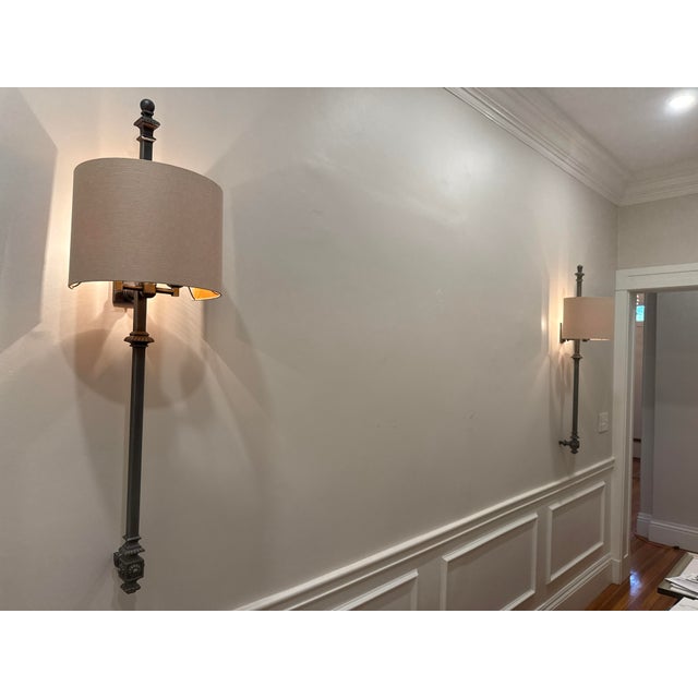 4 Restoration Hardware Lorraine Architectural Railing Sconce For Sale - Image 9 of 18
