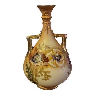 Antique Robert Hanke Austrian Porcelain Art Nouveau Poppy Vase - Circa 1895-1905 For Sale