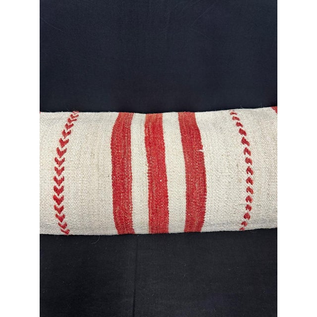 Contemporary Turkish Hemp Pillow Cushion Natural Beige Red Cushion Cover 14"x45" For Sale - Image 3 of 4