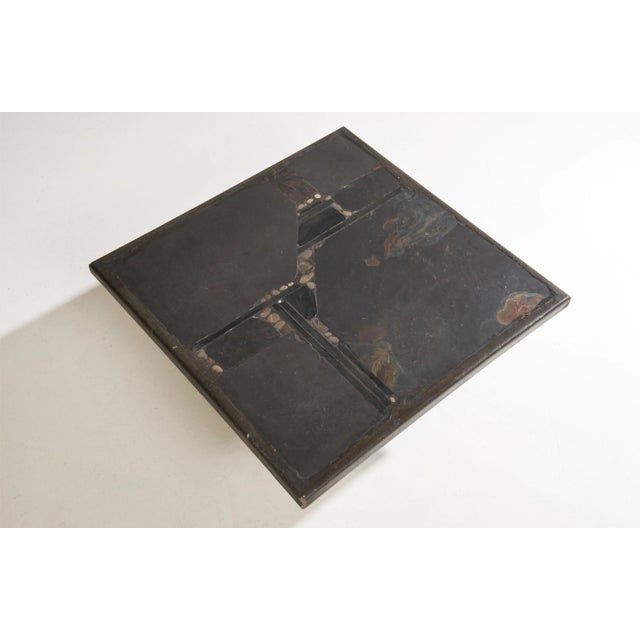Coffee Table with Stone and Slate and Brass by Paul Kingma, 1984, in Very Good conditions. Designed 1980 to 1989 This...