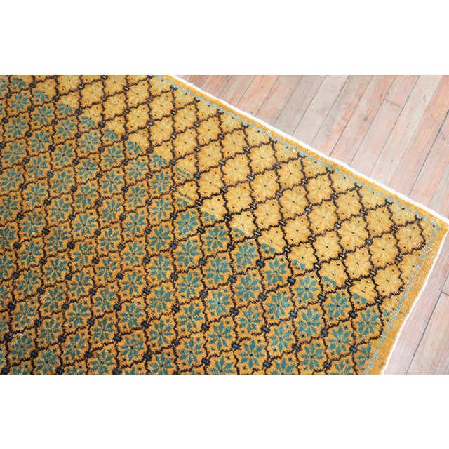 Yellow Saffron Yellow Mid 20th Century Turkish Rug - 4'3" x 7'5" For Sale - Image 8 of 18