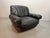1970s Large Italian Space Age Postmodern Black Leather Lounge Chair with Brass Buttons and Cord Lacing from Busnelli, 1970s For Sale - Image 5 of 14