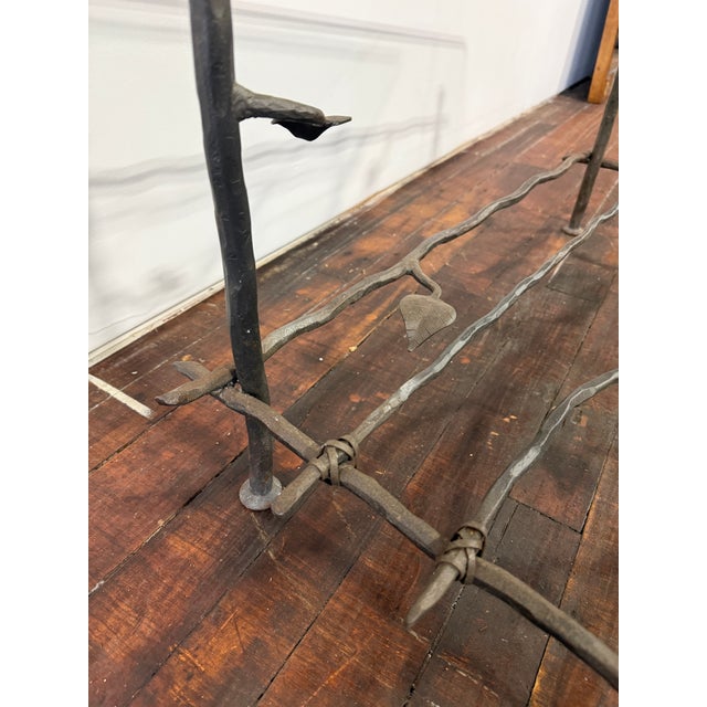 Brown Giacometti Style Forged Iron and Glass Coffee Table, Faux Bois Vine Trellis Base For Sale - Image 8 of 11