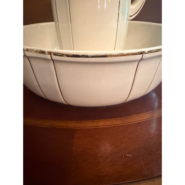 Ivory Antique Villeroy & Boch Dresden Wash Basin & Pitcher Set, Ca. 1900 For Sale - Image 8 of 18
