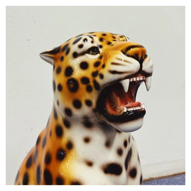 Leopard Statue in Ceramic by Ceramiche Boxer For Sale - Image 6 of 7