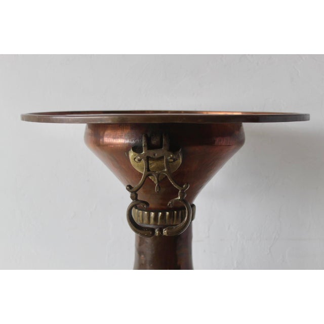Vintage Ottoman Turkish Style Copper Brass Brazier Planter Side Table For Sale In Miami - Image 6 of 14
