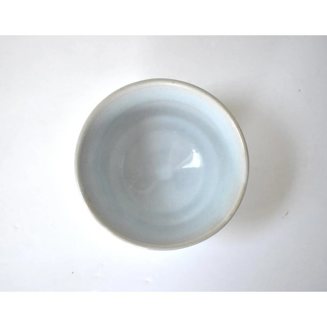Early 21st Century Early 21st Century Art Pottery Pale Blue and White Bowl For Sale - Image 5 of 6