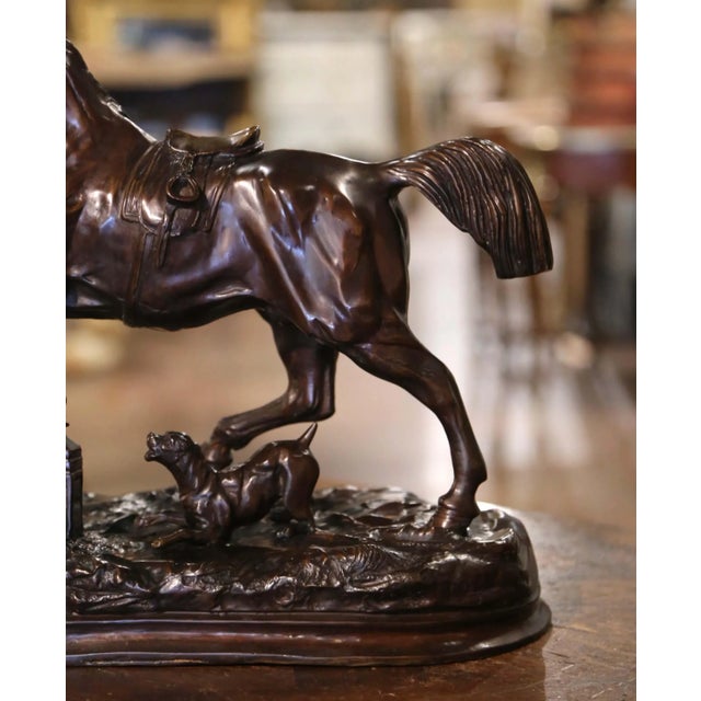 Mid-Century French Patinated Bronze Horse Sculpture After Pierre Lenordez For Sale - Image 9 of 11