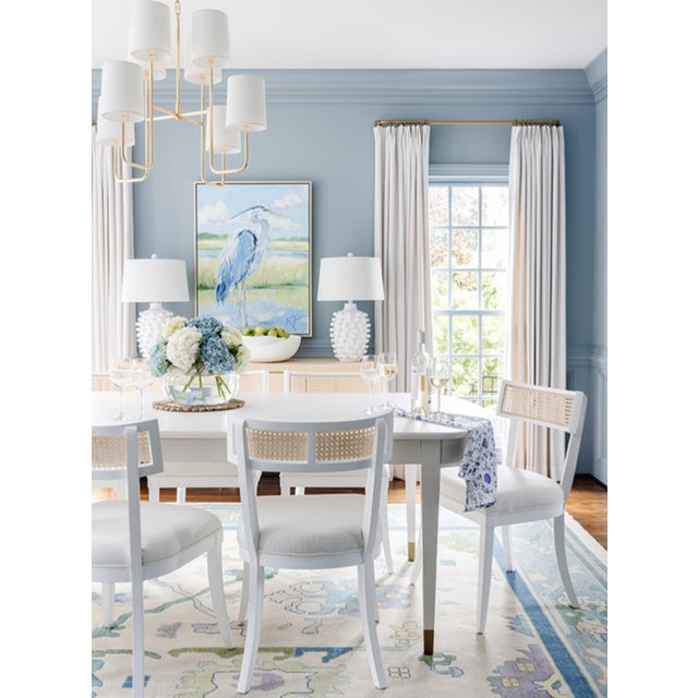 2020s Matthew Izzo Home Britta Matte White Lacquer, Woven Cane, and Linen Upholstered Klismos Style Dining Chair For Sale - Image 5 of 10
