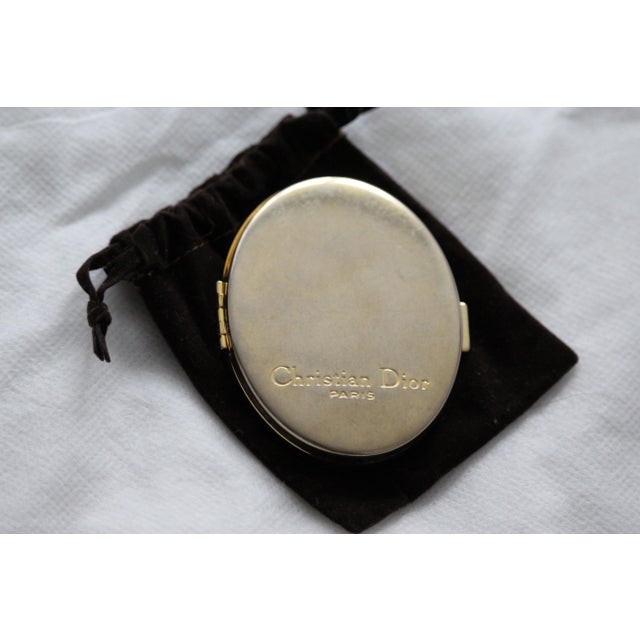 Oval Gilt Compact Pocket Mirror from Christian Dior, 1980s For Sale - Image 10 of 15