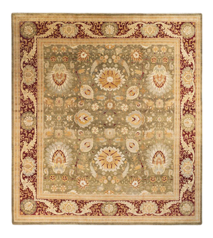 Mogul Collection Hand-Knotted Area Rug - Green 12' 2" x 13' 7"