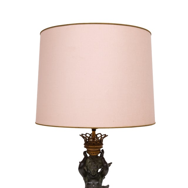 Antique French Empire Bronze Cherub Table Lamp, 1890s For Sale - Image 12 of 16