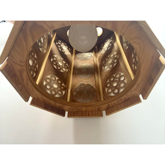 Brown Vintage Swedish Modern Wood Hanging Pendant Light by Byalaget For Sale - Image 8 of 11
