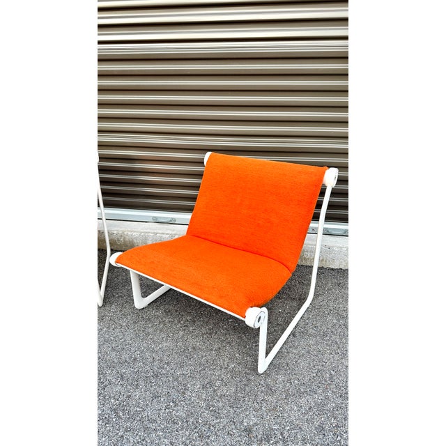 Mid-Century Modern 1970s Pair of Orange Knoll Sling Chairs For Sale - Image 3 of 12