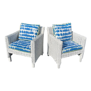 Pair of White Wicker Club Chairs