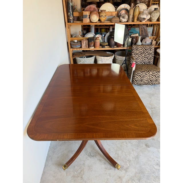 Vintage Baker Furniture Georgian Style Double Pedestal Extension Dining Table For Sale In Miami - Image 6 of 18