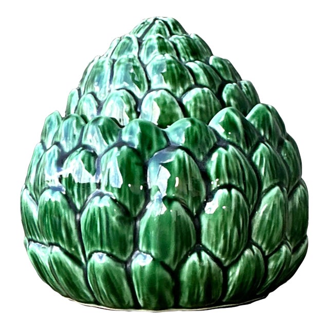 Vintage Glazed Ceramic Lidded Artichoke For Sale