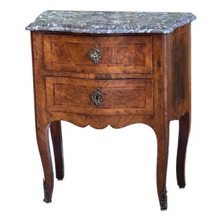 19th Century French Two Drawer Marble Topped Commode For Sale