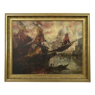 Ludolfs Liberts, Venice (Red Sails), Oil on Canvas, 20th Century For Sale