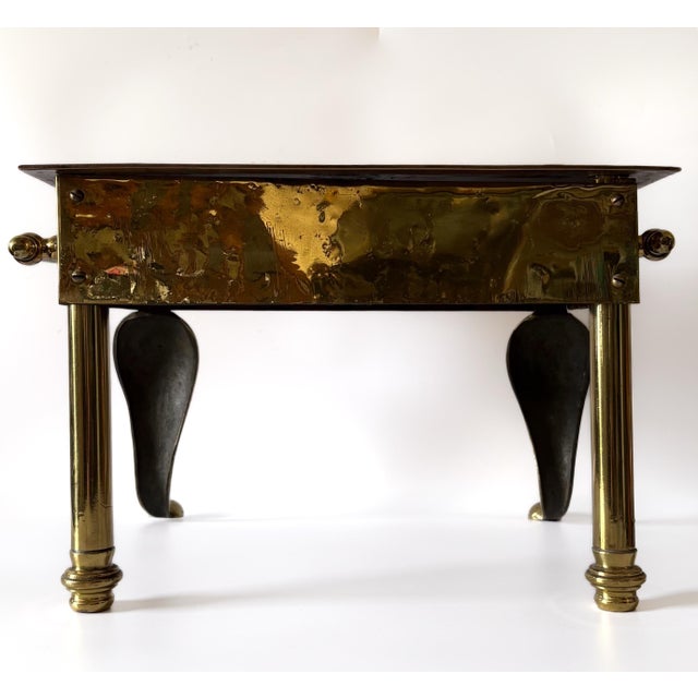 Metal Antique English Copper & Brass Footman Stool C. 1800 For Sale - Image 7 of 11