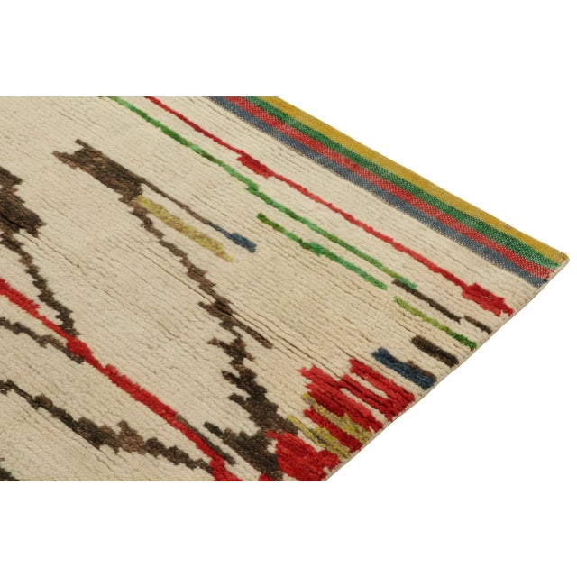 Rug & Kilim’s Moroccan Style Rug in Beige, Red & Green Geometric Pattern For Sale In New York - Image 6 of 7