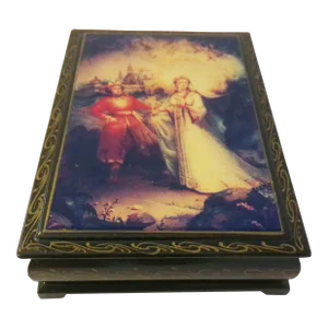Vintage Russian Kingdom Lacquer Wood Keepsake Box