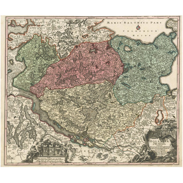 Map of Holstein and Surrounding Duchies by Homann Heirs For Sale