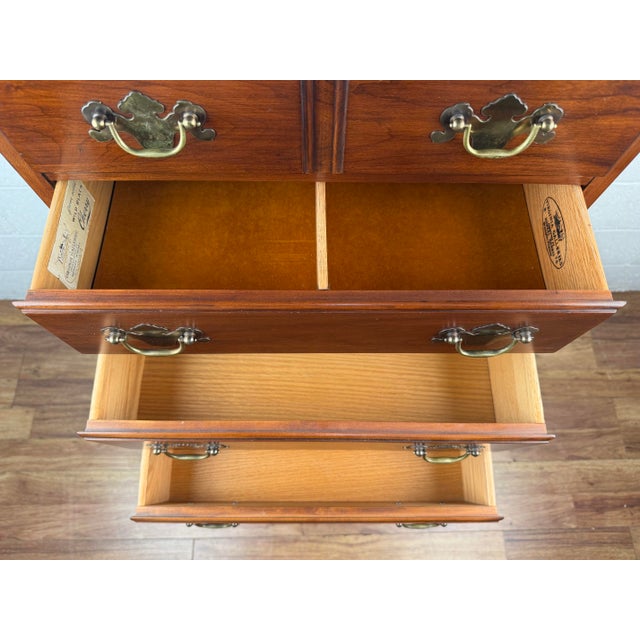 Brown 1990s Henkel Harris Cherry 7 Drawer Lingerie Chest For Sale - Image 8 of 9