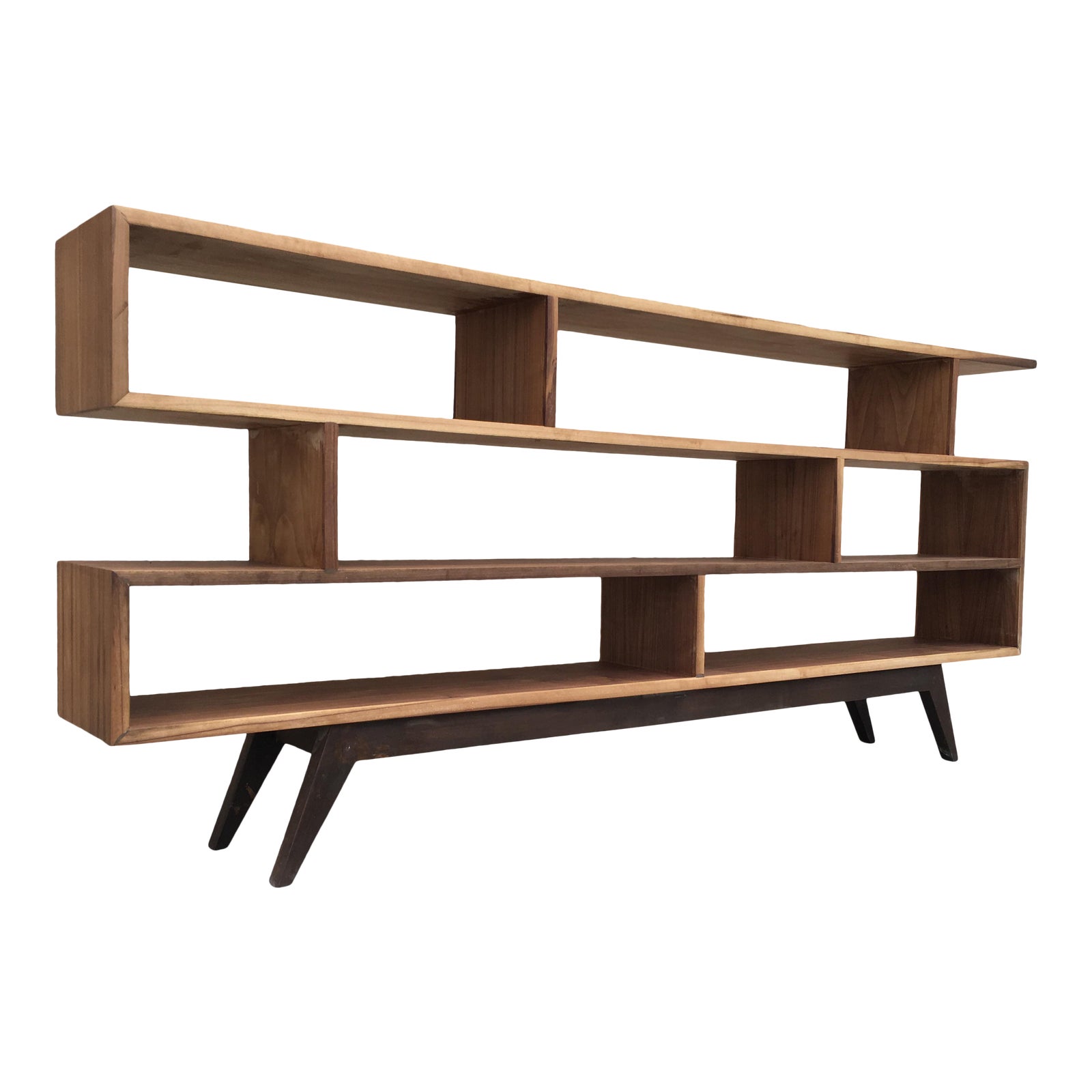 Handcrafted Staggered Bookcase in Walnut Chairish