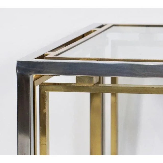 Metal Italian Modernist Low or Coffee Table of Chrome and Brass, Attrib. Romeo Rega For Sale - Image 7 of 13