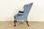 Kindel Furniture Chippendale Carved Mahogany Blue Velvet Upholstered Wingback Lounge Chair For Sale - Image 9 of 15