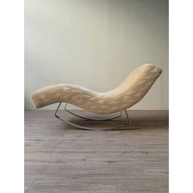 Metal Adrian Pearsall for Craft Associates Model 1264 Rocking Chaise in Cut Mohair For Sale - Image 7 of 12