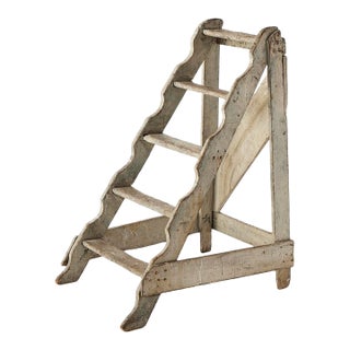 Antique French Library Ladder, 19th Century, Original Paint For Sale