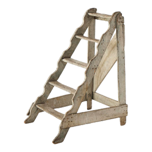 Antique French Library Ladder, 19th Century, Original Paint