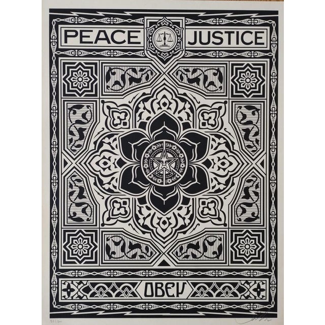 Black Shepard Fairey (Obey), Peace and Justice Ornament Black, 2012, Screenprint For Sale - Image 8 of 8
