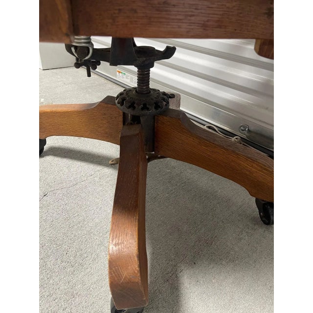 Wood English Industrial Oak "Captain Chair" or Swivel Chair, Circa 1900's For Sale - Image 7 of 7