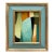 Contemporary Abstract Oil Painting in Vintage Blue Painted Frame For Sale
