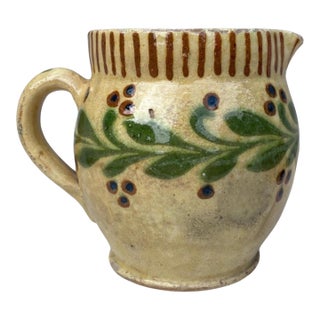French Pottery Pitcher Savoie With Leaves , Circa 1890 For Sale