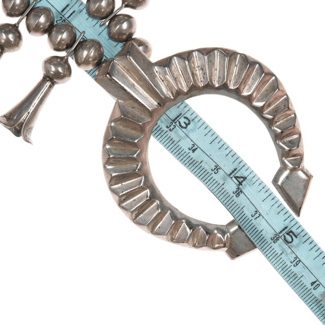 Della & Francis James Navajo Silver Squash Blossom Necklace For Sale - Image 9 of 10